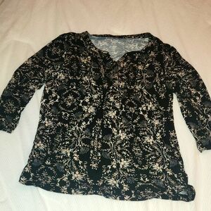 Floral Black and Cream Women's Top